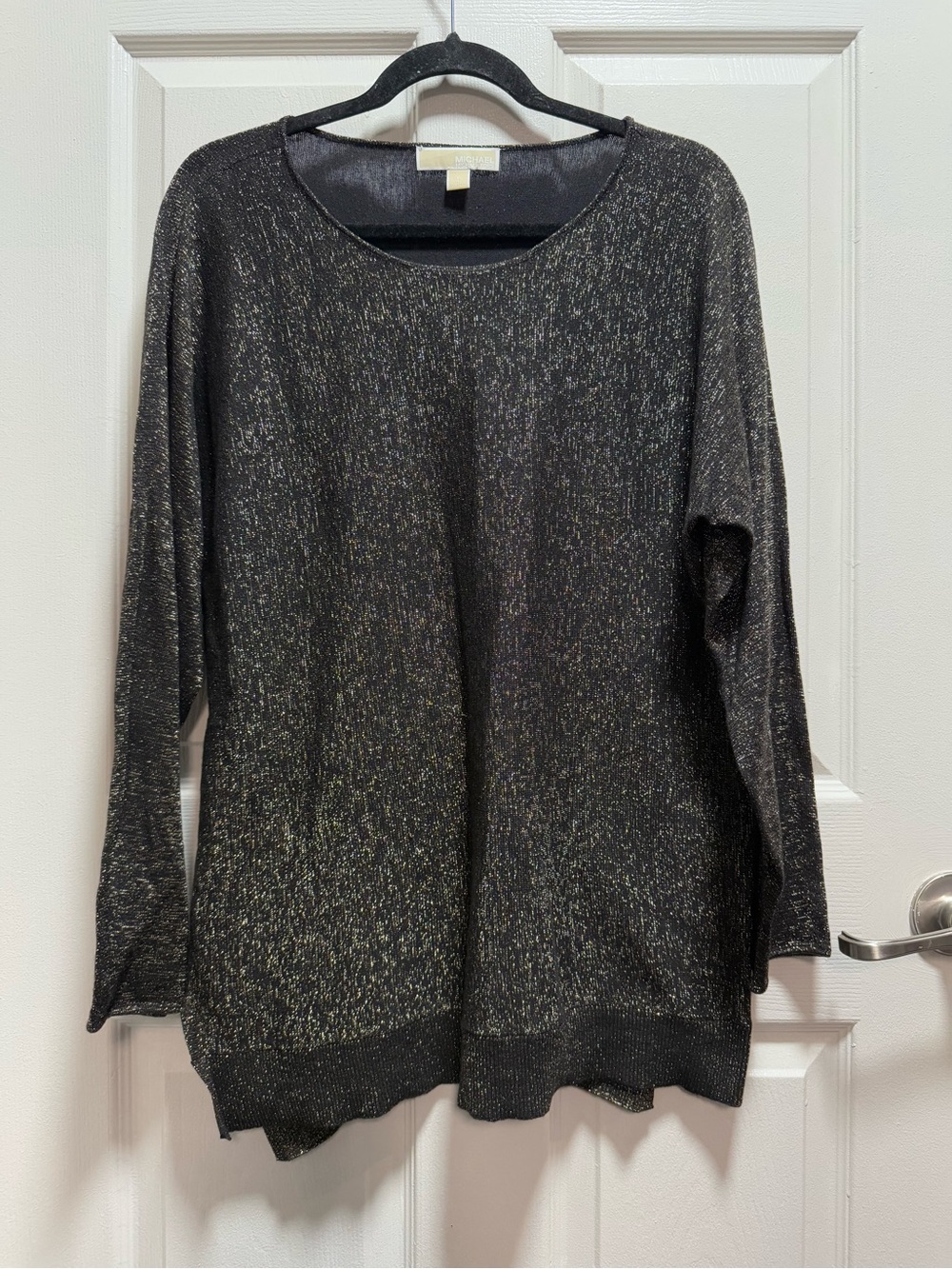 Michael Kors Metallic Black gold Crewneck Sweater size XL